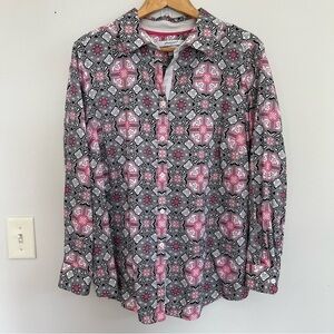 Foxcroft Womens Wrinkle Free Button Down Shirt  Size 16W Shaped Patterned